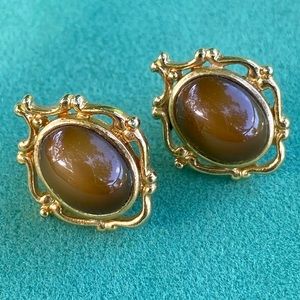 Very pretty vintage brown gold earrings